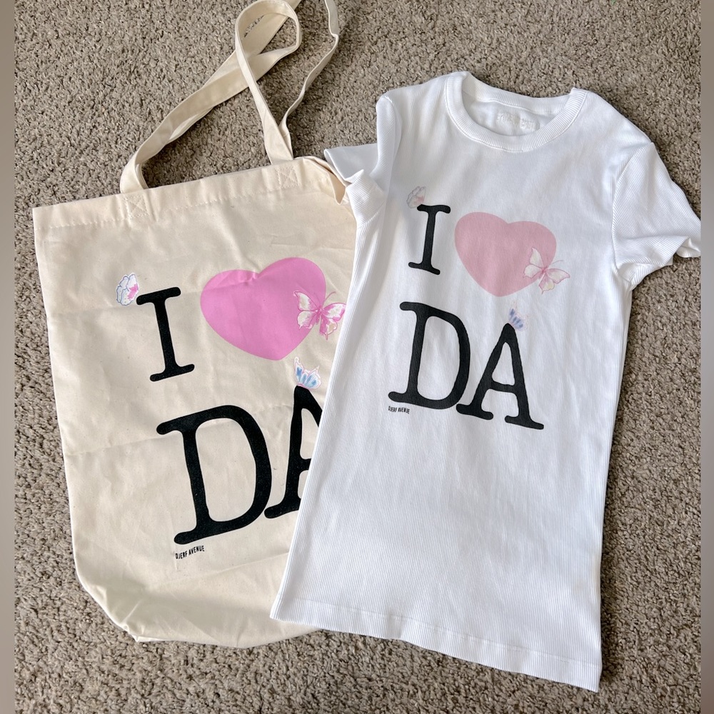 Djerf Avenue White and Pink Graphic Tee